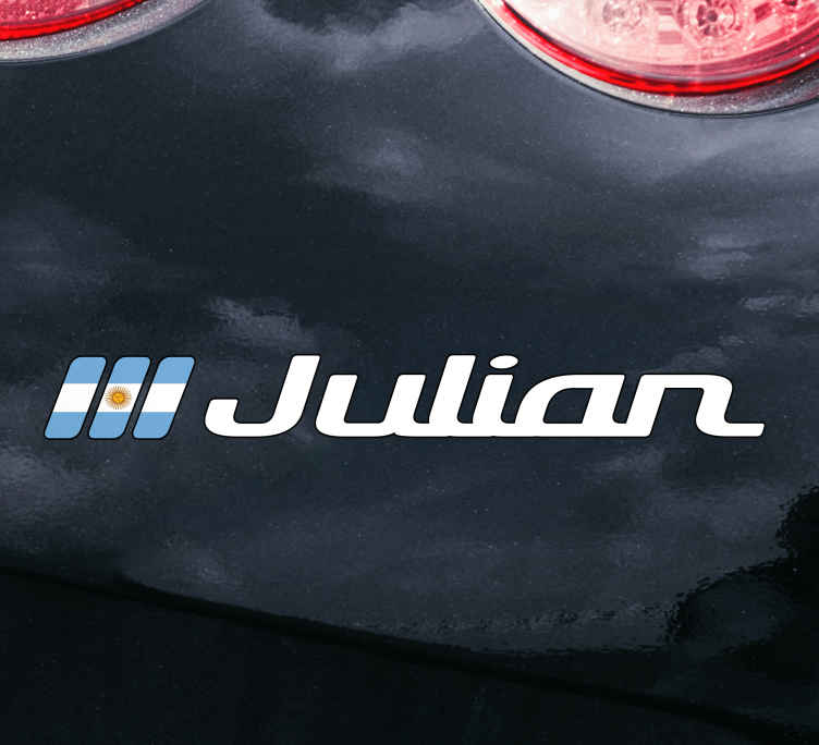 Pegatina para coche Bandera argentina con nombre personalizado - TenVinilo