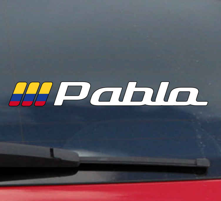 Pegatina para coche Bandera colombiana con nombre personalizado - TenVinilo
