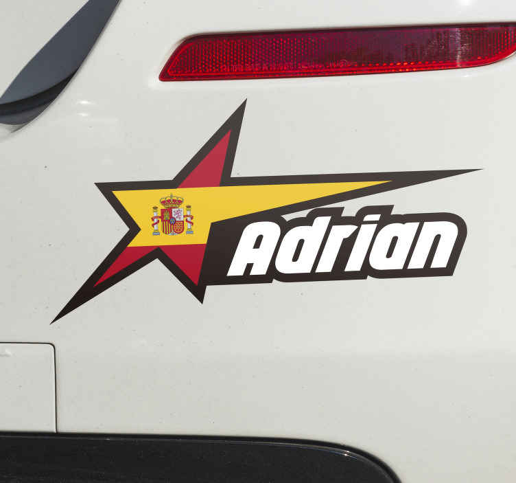 Vinilo para coche Bandera española en estrella y nombre personali - adhesivo