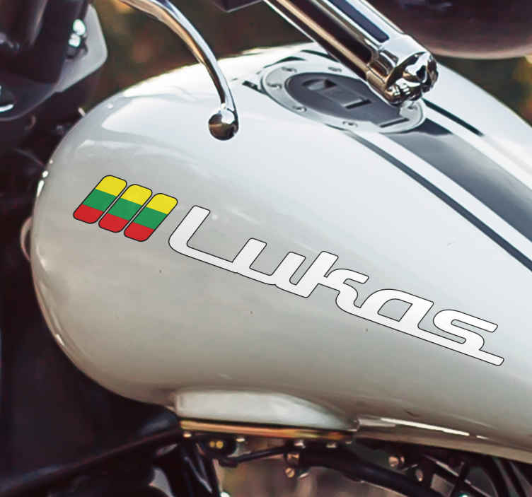 Lietuvos vėliava ir individualaus pavadinimo motociklų lipdukas - „Tenstickers“