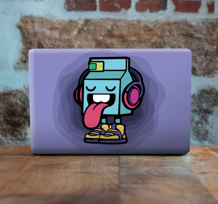 Autocolant pentru laptop robot cu căști - TenStickers
