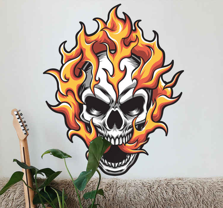 Objekt Aufkleber feuriges totenkopf-design - TenStickers