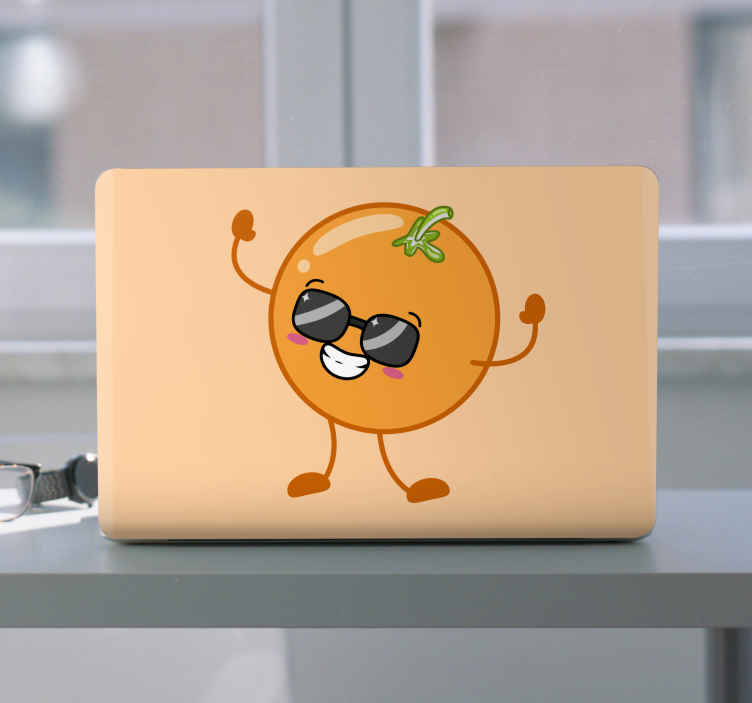 cute smiling orange cartoon laptop skin TenStickers