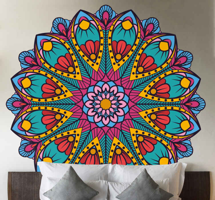 Sticker floral mandala botanique vibrant - TenStickers