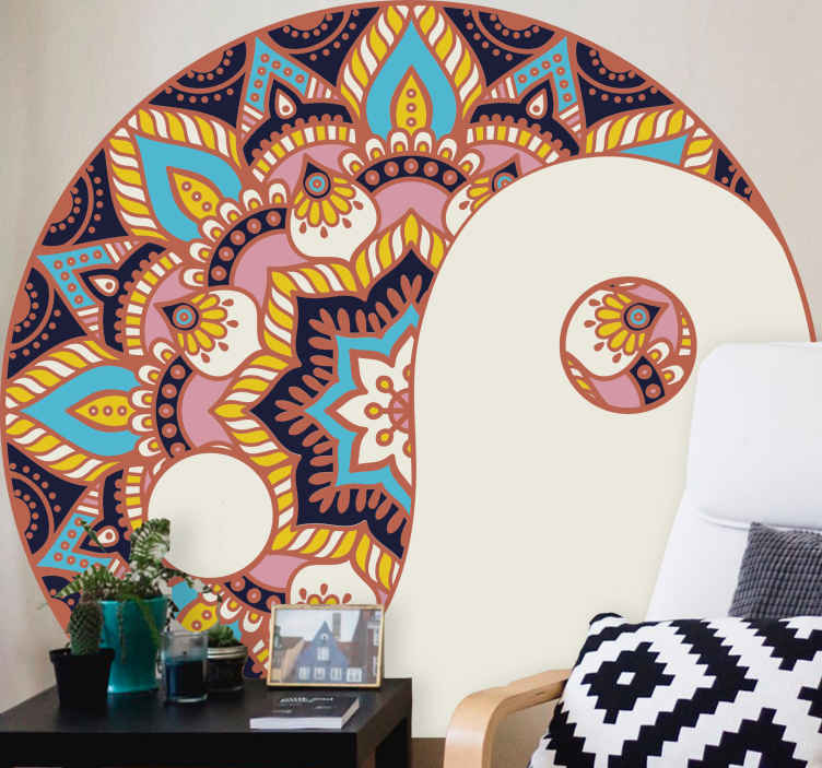 Sticker floral mandala circulaire coloré - TenStickers