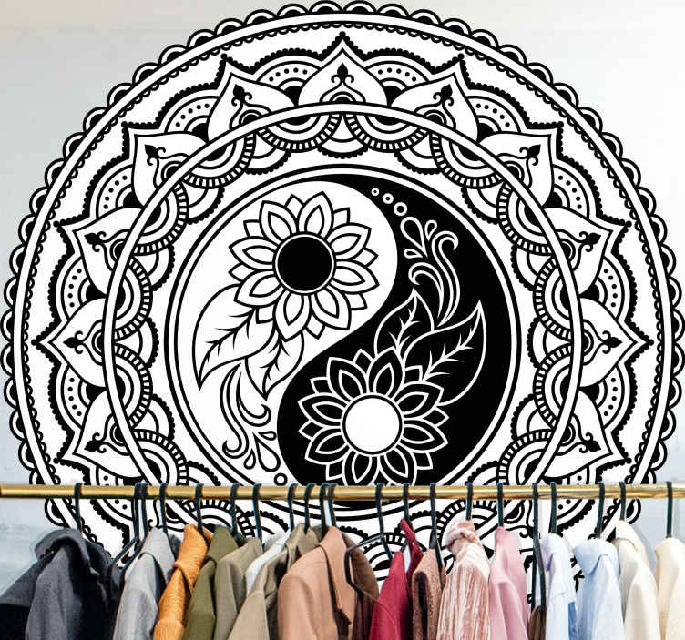 Politics stickers yin yang floral design - TenStickers
