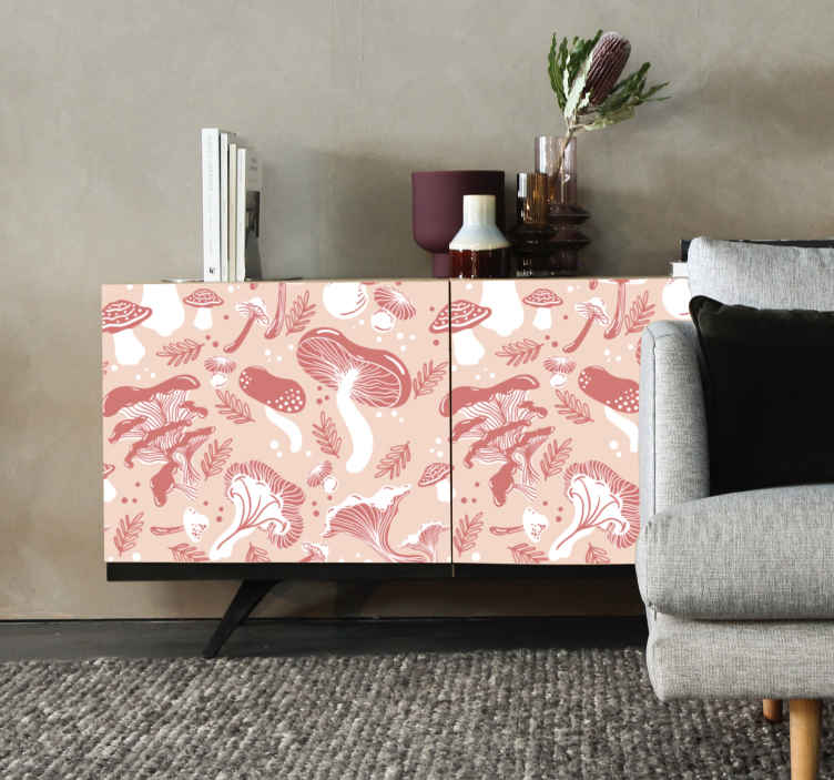 Adesivo per mobile Funghi di bosco su fondo beige