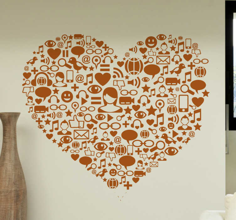 Social Media Heart Decal - TenStickers