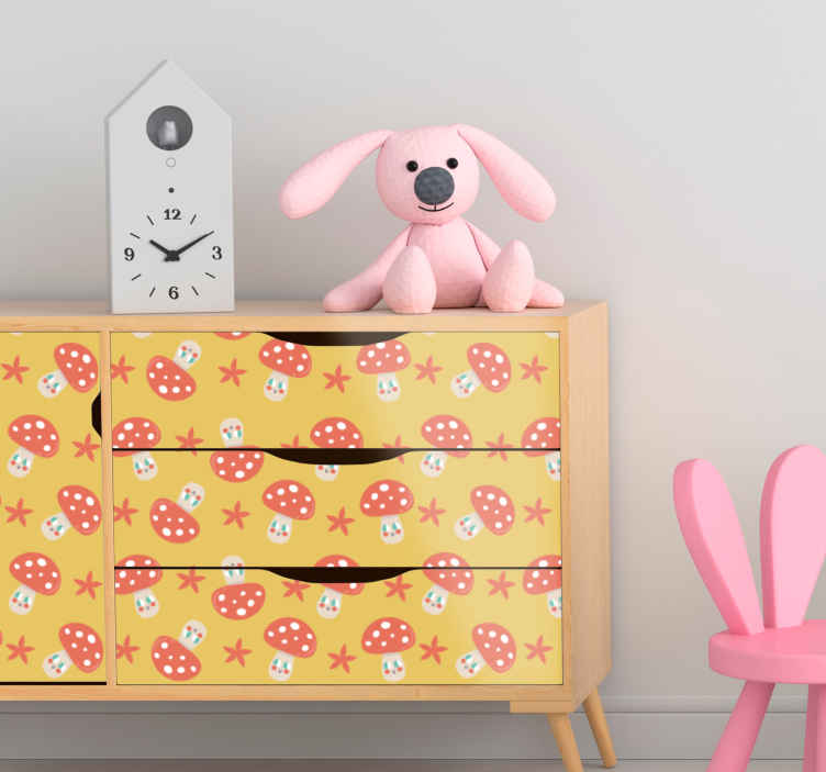 Autocolantes para móveis Cogumelos clássicos com rosto em fundo a - TenStickers