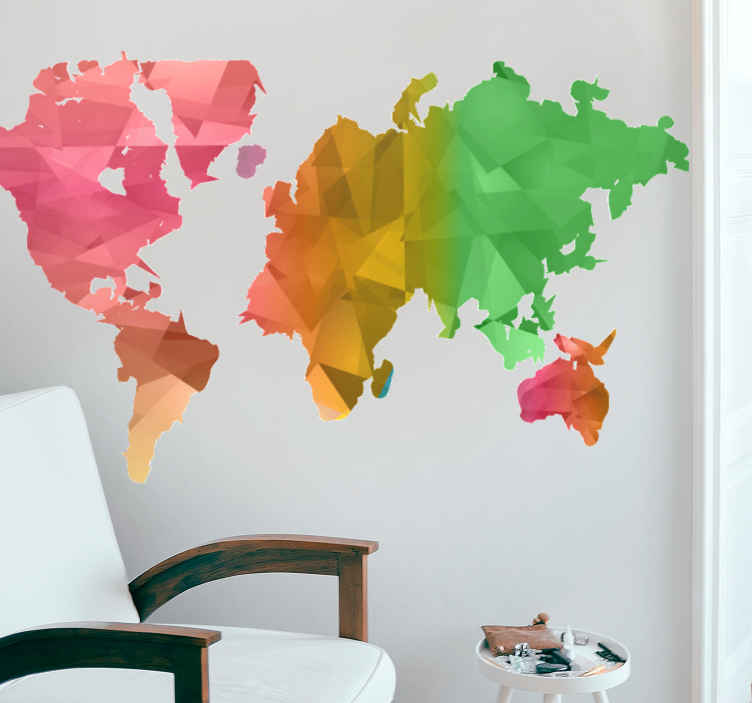 Tenstickers Gekleurde wereldkaart sticker