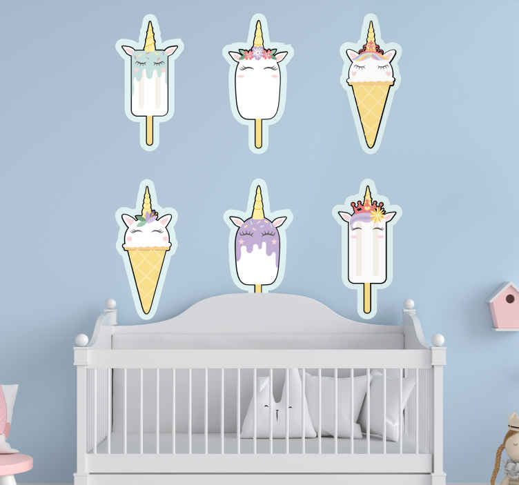 Dondurma tek boynuzlu atları hayvan çıkartması - TenStickers