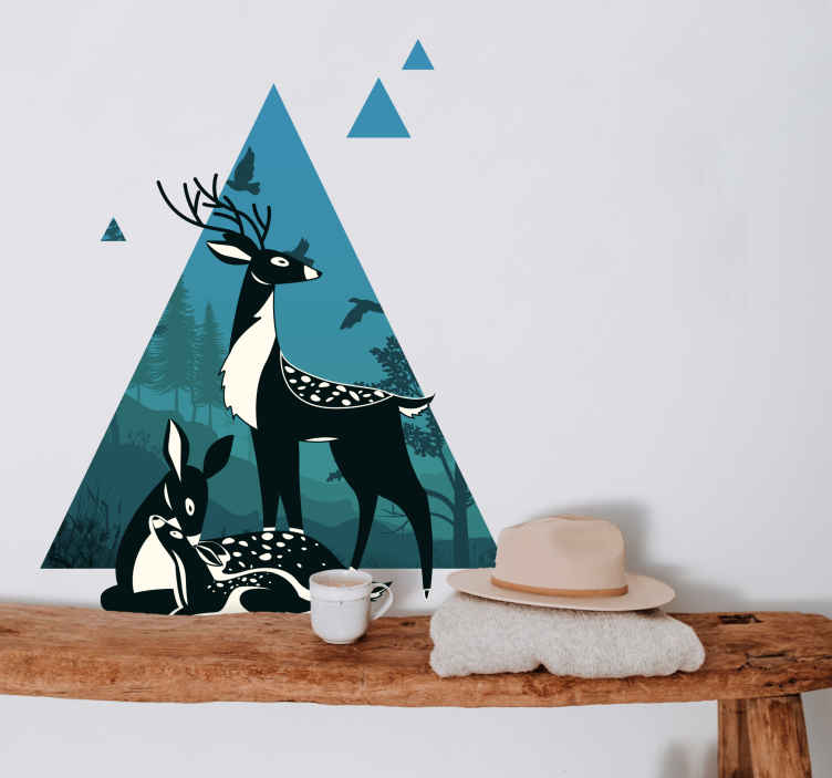 Mountain silhouette with 2 deers nature stickers