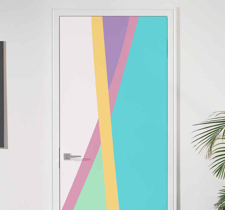 Colorful background color blocks door decal - TenStickers