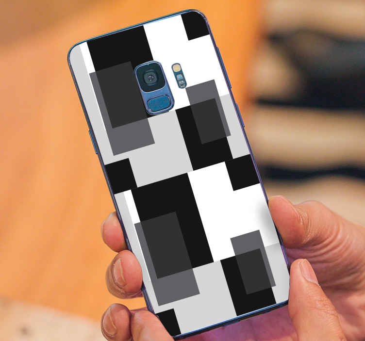 Black and white color blocks Samsung sticker - TenStickers