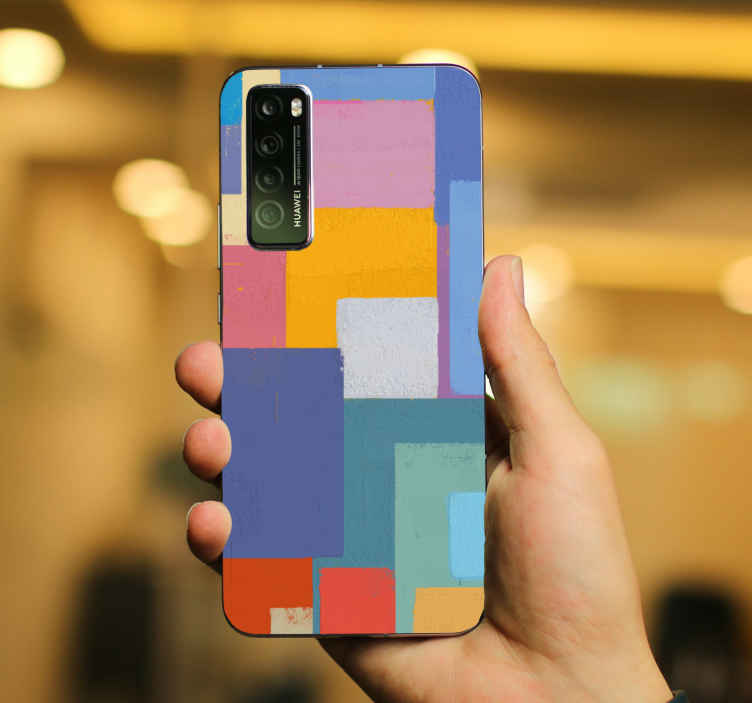 αφηρημένη ζωγραφική πολύχρωμα τετράγωνα huawei decal - TenStickers