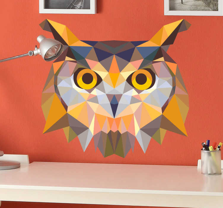 Geometric abstract owl bird canvas wall art - TenStickers