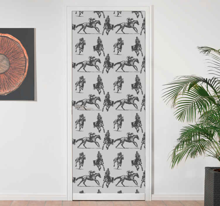 Vintage Horseback Action door sticker - TenStickers