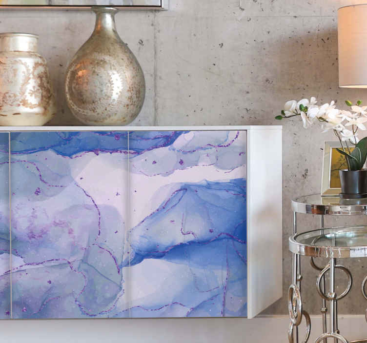 Abstracte muursticker vloeibaar blauw patroon - TenStickers