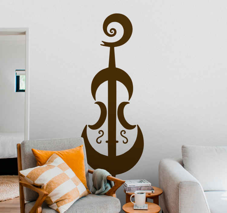 Vinilo de música clásica Diseño simple de sillhouette violonchelo