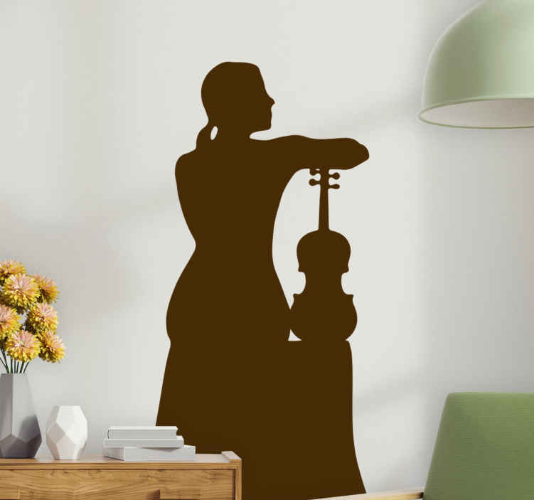 Hegedűs sziluett hátradőlő zenei matrica - TenStickers