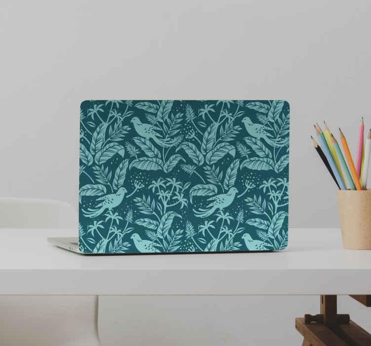 Sticker ordinateur portable motif d'oiseau tropical - TenStickers