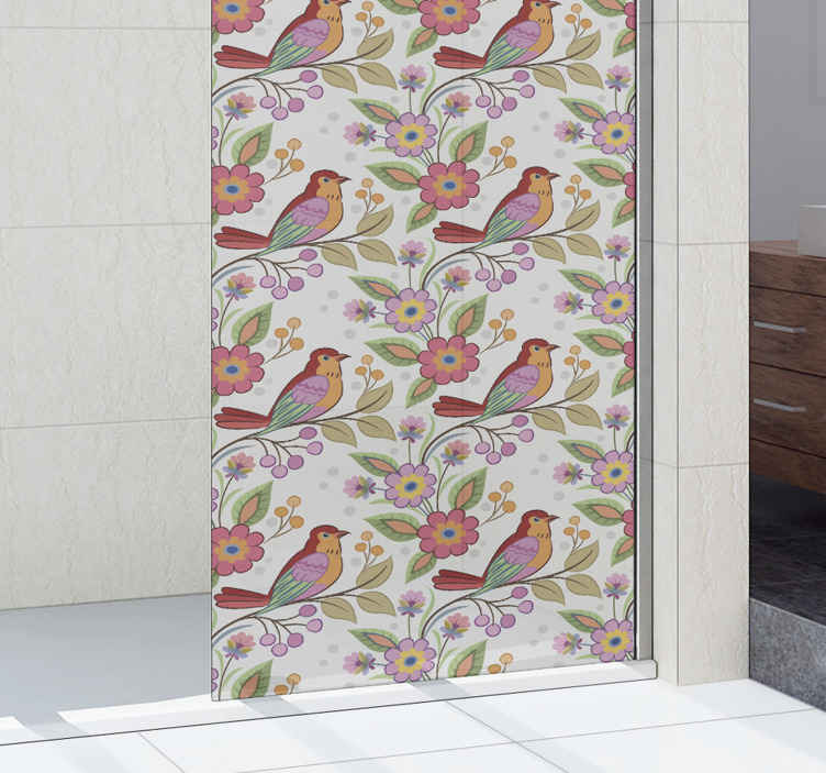 Colorful birds pattern nalepka za tuš - TenStickers