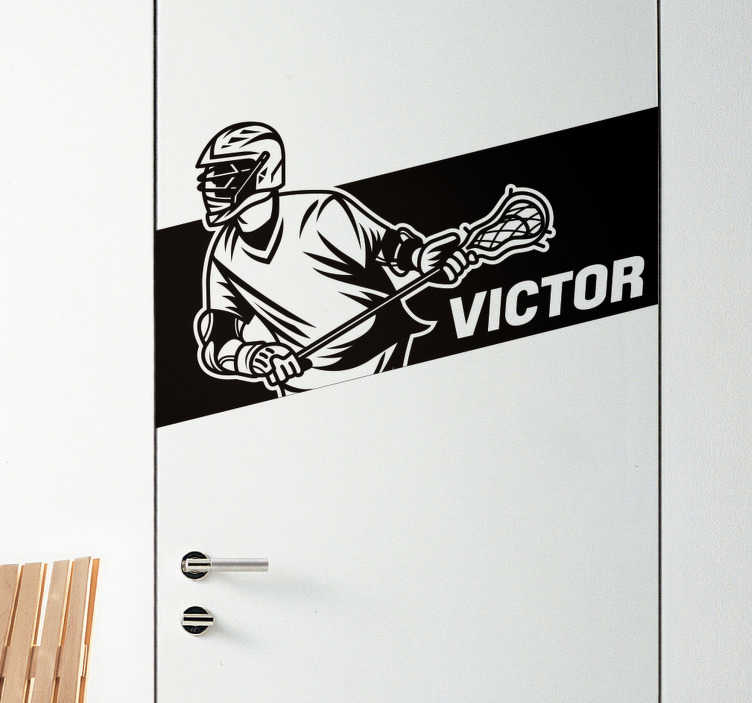Lacrosse with Name Customisable Sticker - TenStickers