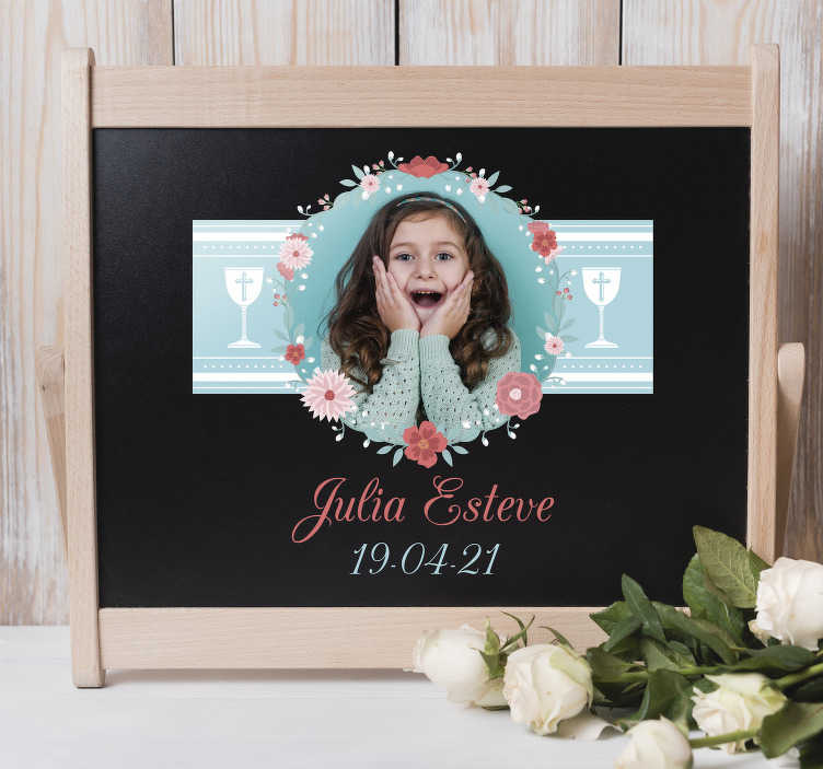 Mural invitación comunión con nombre y foto - TenVinilo