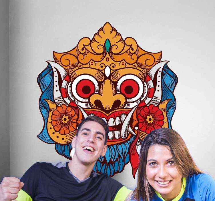 Sri Lanka demon mask illustration wall art decal TenStickers