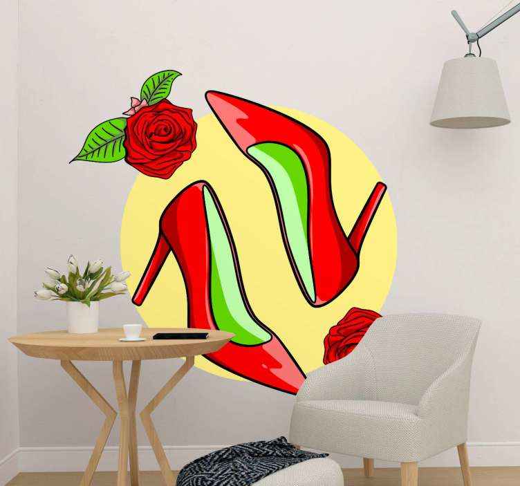 Sticker Mural Fleur Talon haut avec des fleurs