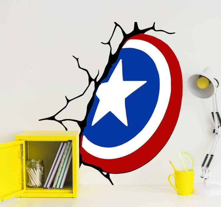 Boys Bedroom Decals Captain America Full Color Mural Captain America Wall Stickers Captain America Shield Nursery Decor Captain America Shield Superhero Wall Decal peel & stick wall decals PS124 
