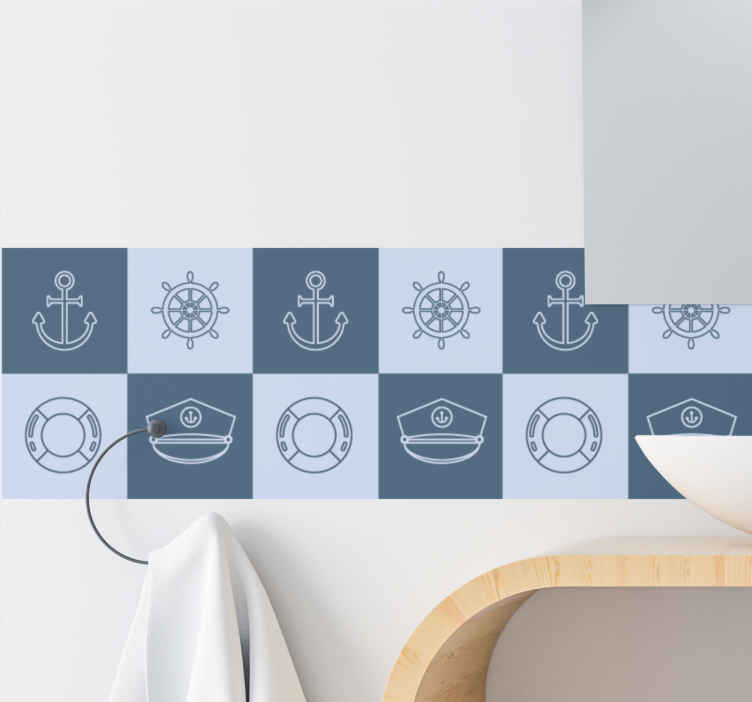 Vinilo decorativo para baños Símbolos marineros