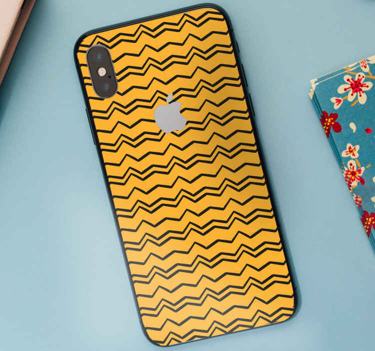 Adesivo iphone Zigzag disegnato a mano nero e giallo