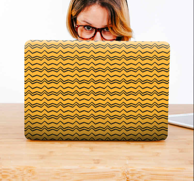 Sticker ordinateur portable couverture à motif en zigzag - TenStickers