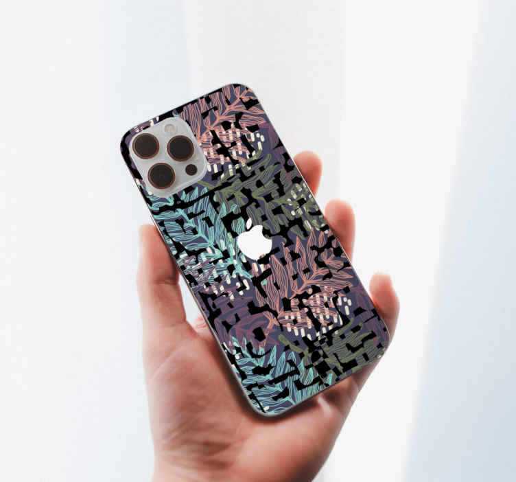 красочная оригинальная блестящая флора iphone наклейка - TenStickers