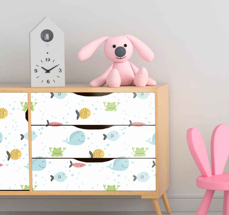 Adhésif meuble créatures marines colorées - TenStickers