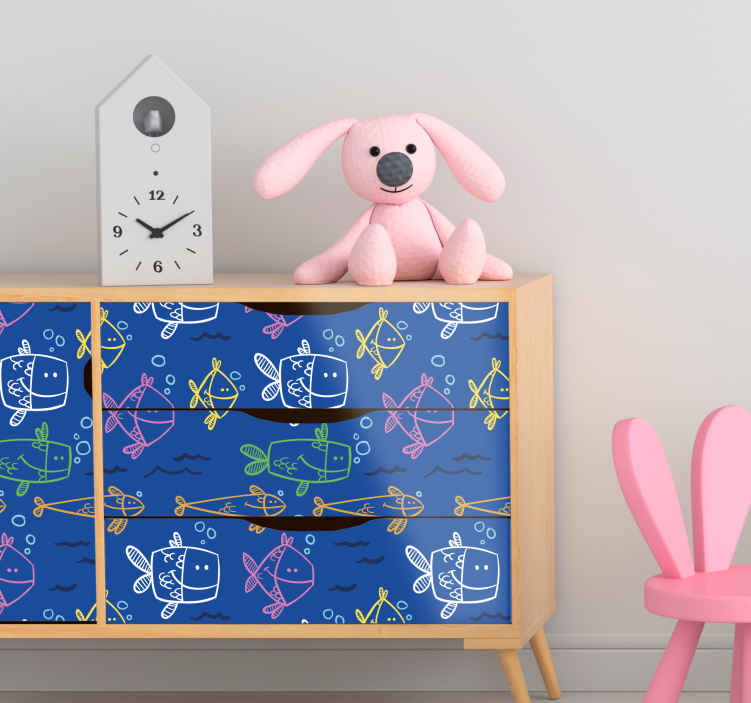 Adhésif meuble motif de poisson vibrant - TenStickers