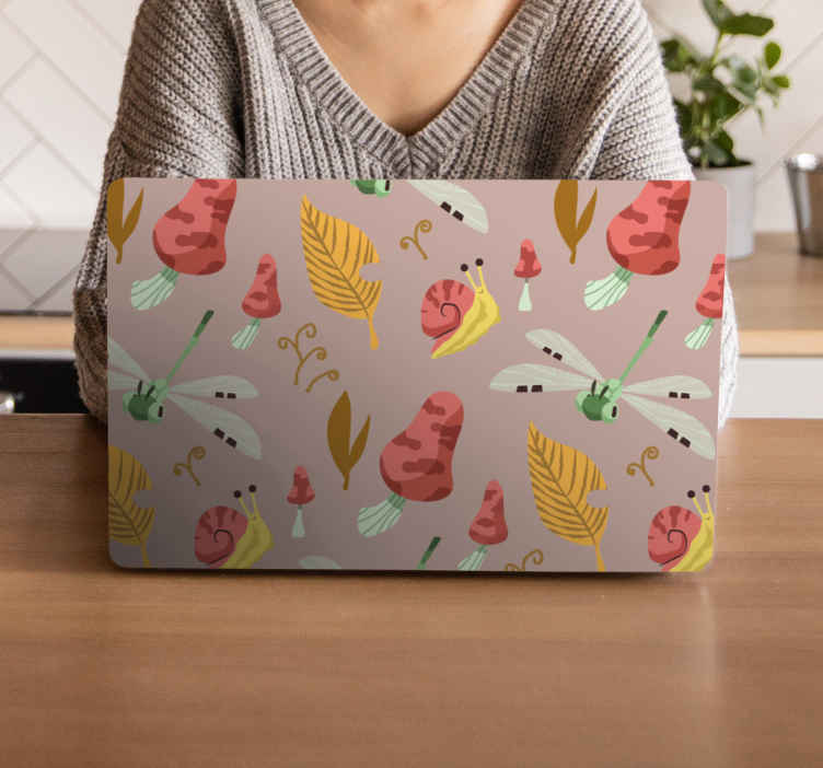 Adesivo pc Modello di fauna e flora autunnale