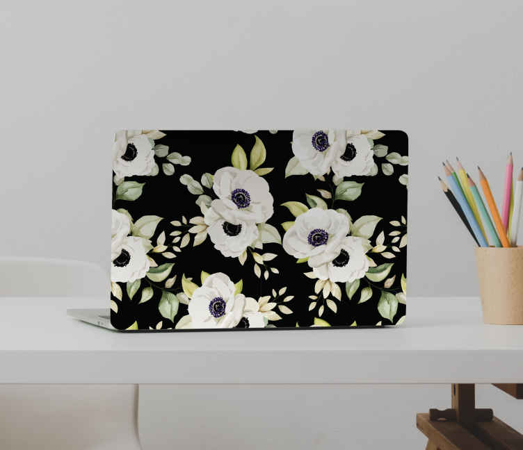 Autocolant pentru laptop copertă cu ilustrații botanice - TenStickers