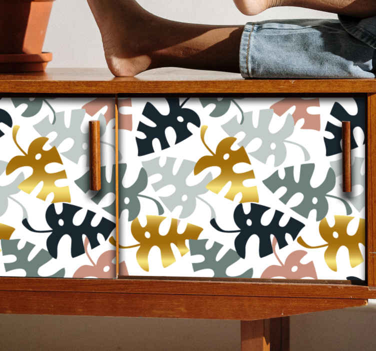 Furniture sticker with bold leaf patterns - TenStickers