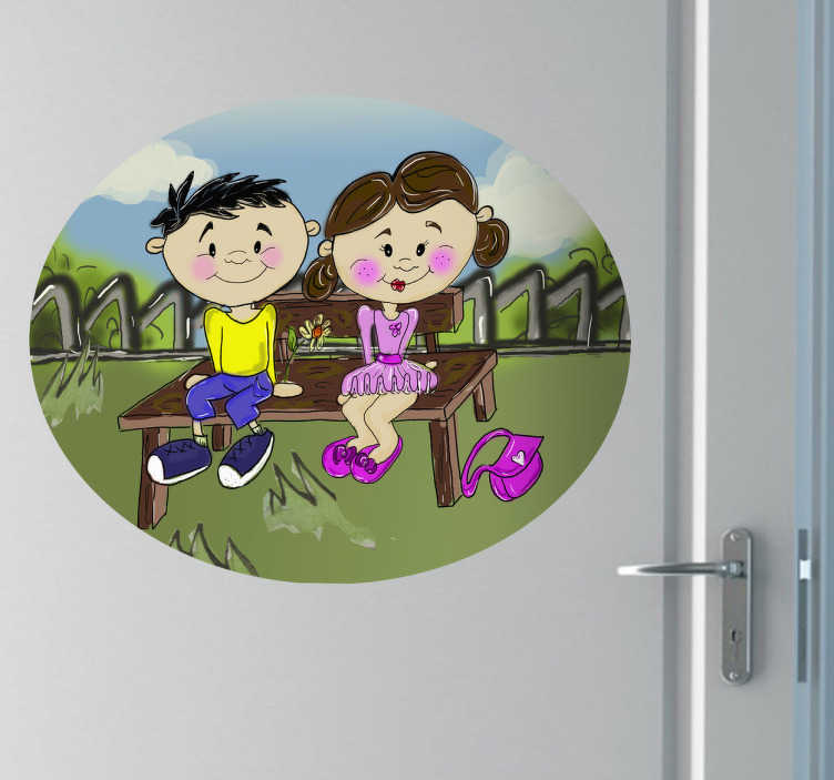 Sticker enfant banc