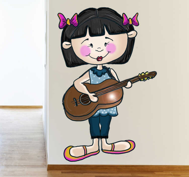 Tenstickers Sticker blij meisje met instrument