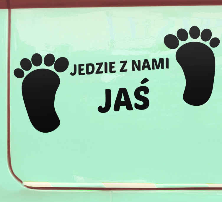 Naklejka Dziecko w aucie Odcisk stopy dziecka z imieniem - TenStickers