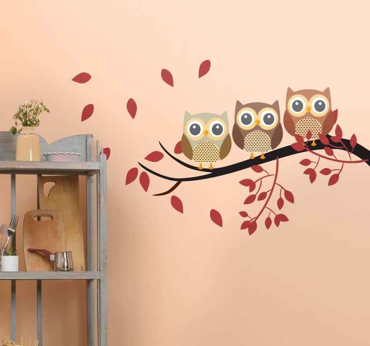 3つのかわいいフクロウ鳥壁ステッカー Tenstickers 3つのかわいいフクロウ鳥壁ステッカー Tenstickers