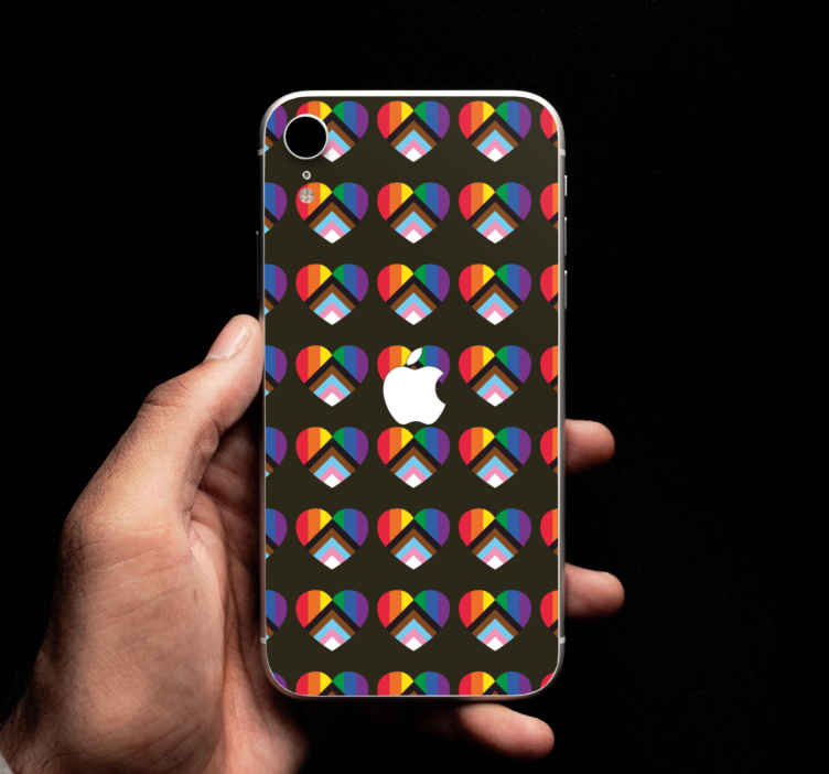 Sticker iPhone Bandera del orgullo actualizada en forma de corazó - TenVinilo