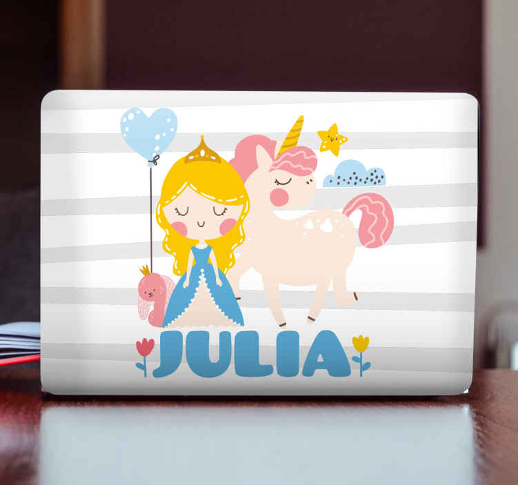 Sticker pour ordinateur princesse et licorne - TenStickers