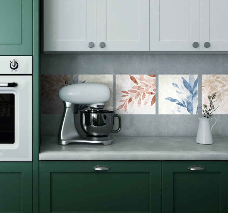 Floral watercolor pattern tile sticker - TenStickers