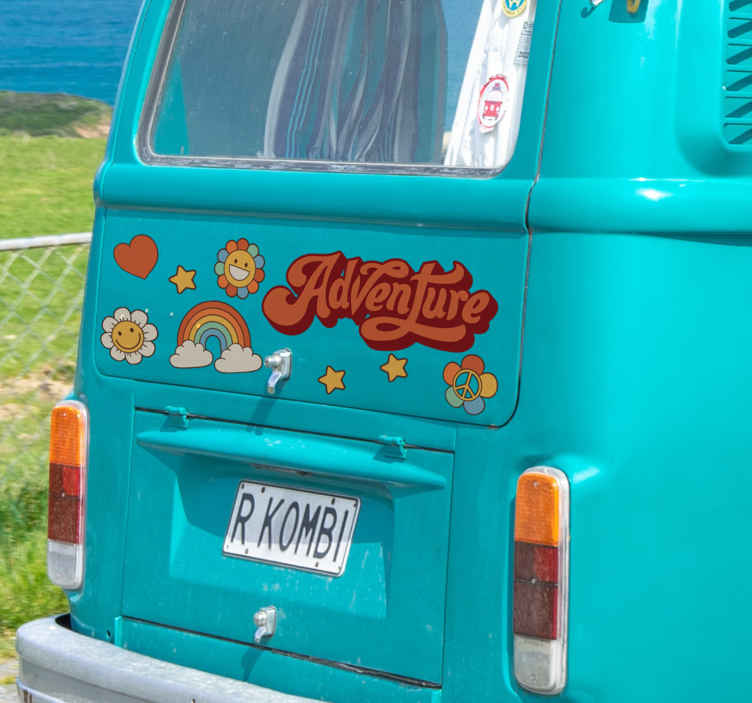 Adventure camper sticker vrolijke stijl - TenStickers