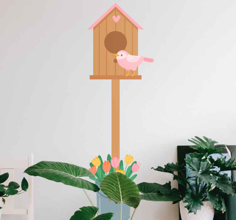 鳥のステッカーが付いている北欧の植物の家 Tenstickers