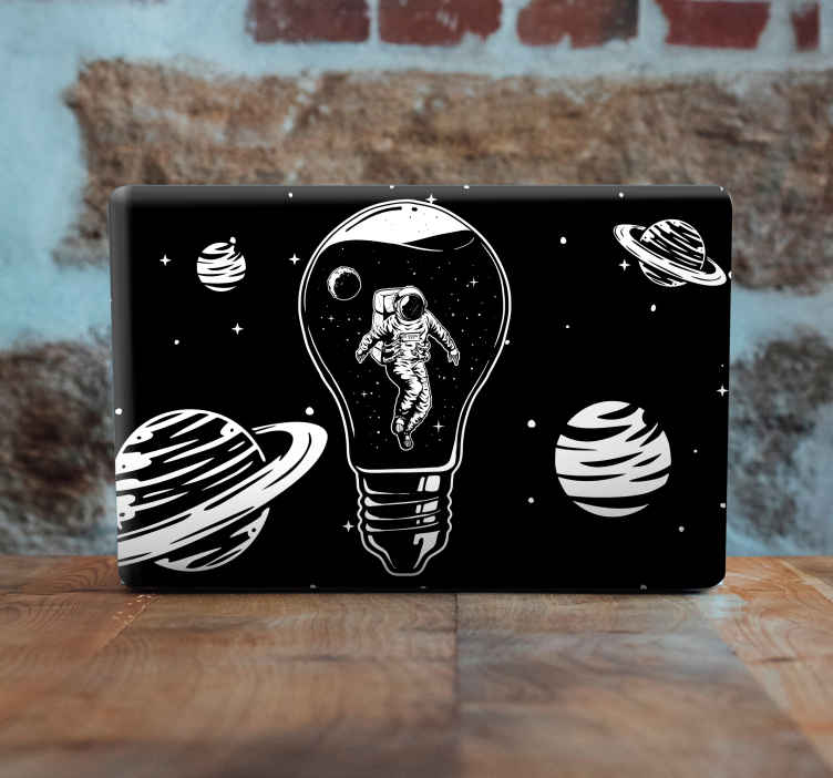 Laptop sticker astronaut lightbulb design - TenStickers